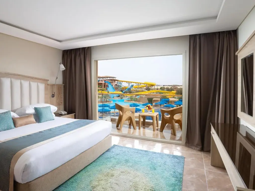 Стая с двойно легло и тераса към аквапарка – Pickalbatros Jungle Aqua Park Resort - Neverland Hurghada, Хургада